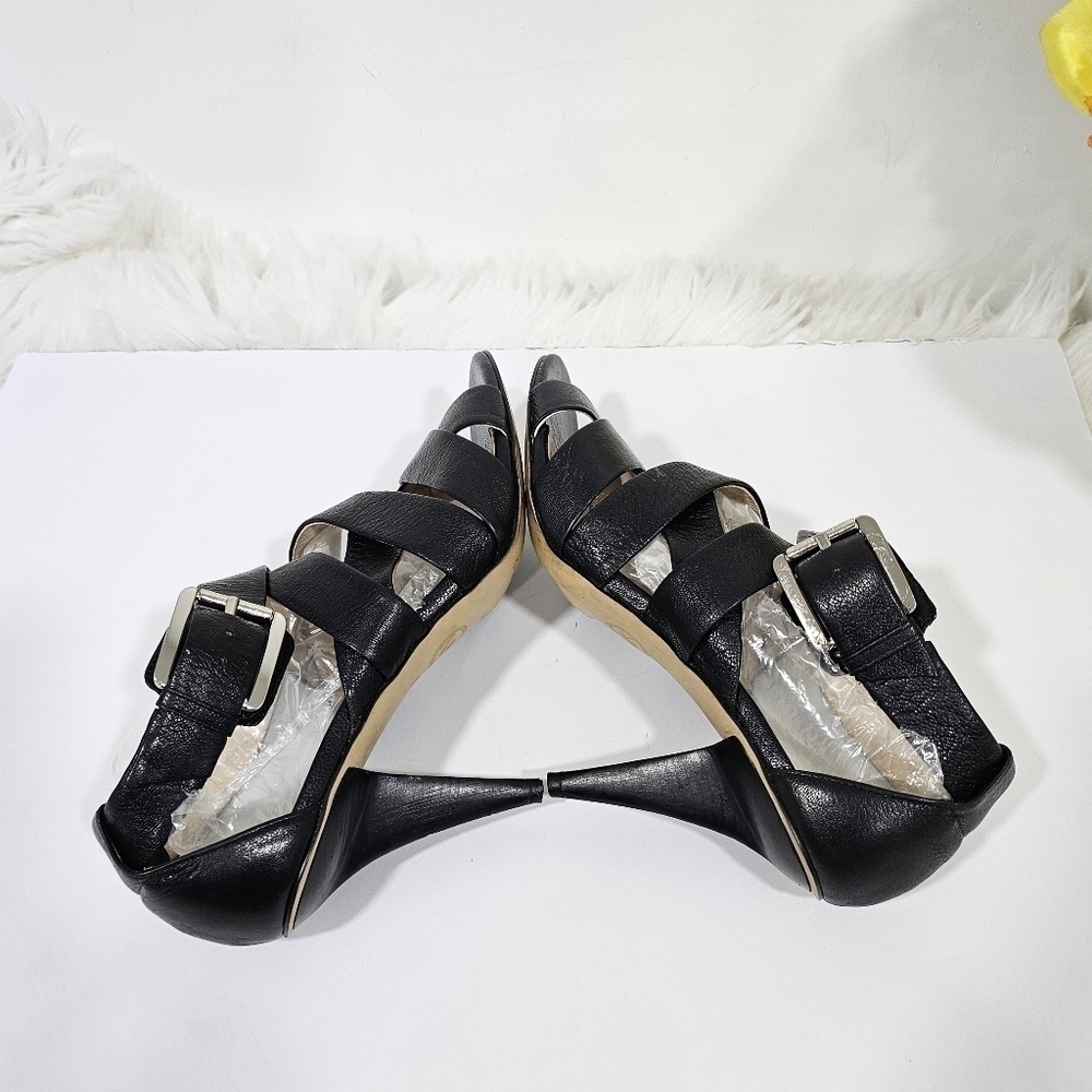 Michael Kors heels black leather size 8M Strappy sandals - Picture 9 of 13